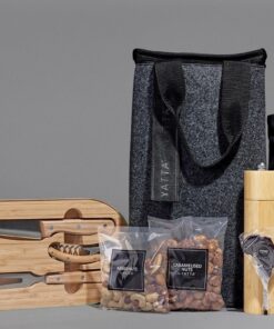 Culinary Corporate Gift Hamper – Bamboo Food & Wine Set, Bamboo Pepper Mill, Kitchen Apron & Snacks in Rpet Tall Cooler Bag