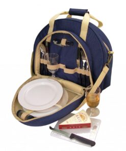 Two -Tone Blue Picnic Bag For 2