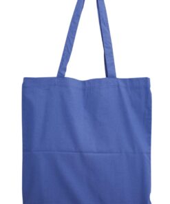 Combed cotton shopping bag with shoulder strap-Dark blue