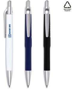 Eco ballpen made of corn derivatives, coloured cone, blue ink.