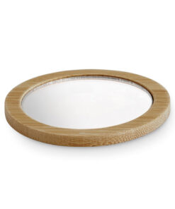 Eco Friendly Bamboo Pocket Mirror In Pouch