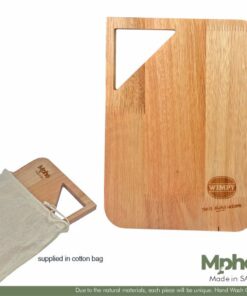 Eco Friendly Rectangle Serving Board With Cut Out Handle In Cotton Bag – Min 20 Units