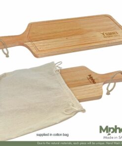 Eco Friendly Rectangle Wooden Paddle Serving Board In Cotton Bag – Min 20 Units