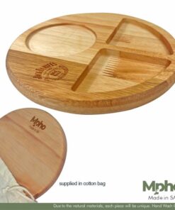 Eco Friendly Wooden Board To Hold Glass & Snack Tray In Cotton Bag – Min 20 Units