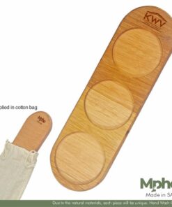 Eco Friendly Wooden Board To Hold Glasses or Snacks Tray In Cotton Bag – Min 20 Units