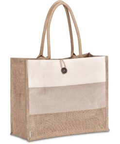 Fukei Jute & Cotton Eco Friendly Tote Bag – Three Tone Shopper