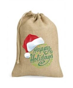 North Pole Jute Drawstring Bag