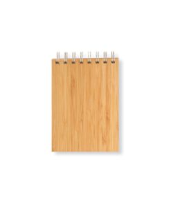 80 white paper pages small notebook with metal wire and bamboo c