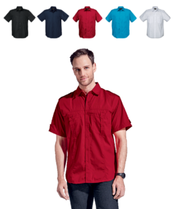 Mens City Short Sleeve Shirt With Flap Chest Pockets Avail in Various Colours