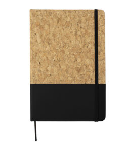 Natural A5 Cork & PU Eco Friendly Notebook With 80 Lined Pages, Black Bookmark & Ribbon