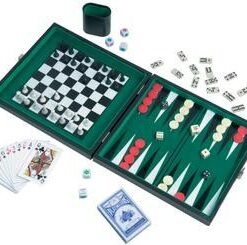 6-IN-1 PARLOR GAME IN BLACK PU CASE