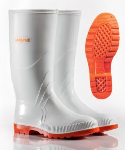 Gumboot White Pvc Red Sole . Sizes: 6-12