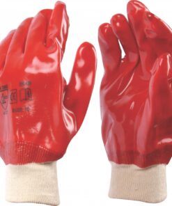 Glove Pvc Open Cuff Red Medium Weight