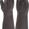Rubber Glove Elbow Length Smooth Black/Orange