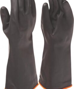 Rubber Glove Shoulder Length Smooth Black/Orange