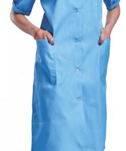 Ladies Overall Short Sleeves. Available in Royal Blue, Powder Blue, Pale Pink or White