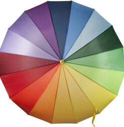Rainbow Umbrella with Sixteen Different Coloured 190t Nylon Fabric Panels