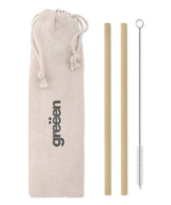 Set of two reuseable bamboo straws