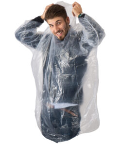 Transparent disposable emergency rain poncho – pocket size