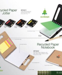 Recycled Paper Notebook With Pen, Sticky Flags & Memo Notes – Na