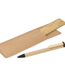 Bamboo Ruler and Recycled Pen Set – Available in: Natural