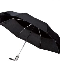 Auto-Open Compact 3-Fold Umbrella – Black