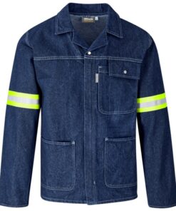 Cast Premium 100% Cotton Denim Workwear Jacket – Reflective Arms – Yellow Tape