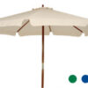 3m Round Wooden Umbrella. – Natural Canvas