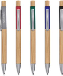 Reiko Recycled Bamboo, Aluminium & Steel Ball Pen With Quality Black Ink