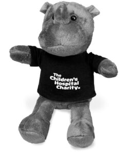 Rocky Plush Toy Rhino With Black Brandable Tshirt