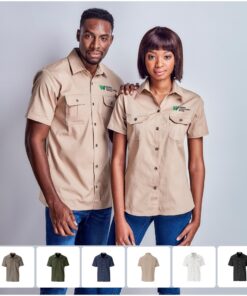 Mens Short Sleeve Wildstone Bush Shirt – 100% Cotton With Pleated Pockets Tracker Shirt