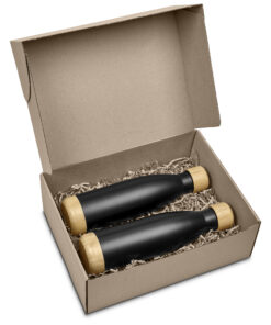 Stainless Steel & bamboo Water Bottle Gift Set – His & Hers