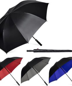 Strong & Large Golf Umbrella With Auto-Open & Foam Handle – Black Outer & Coloured Inside