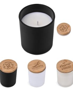 Vanilla Scented Candle In Glass Container With Bamboo Lid