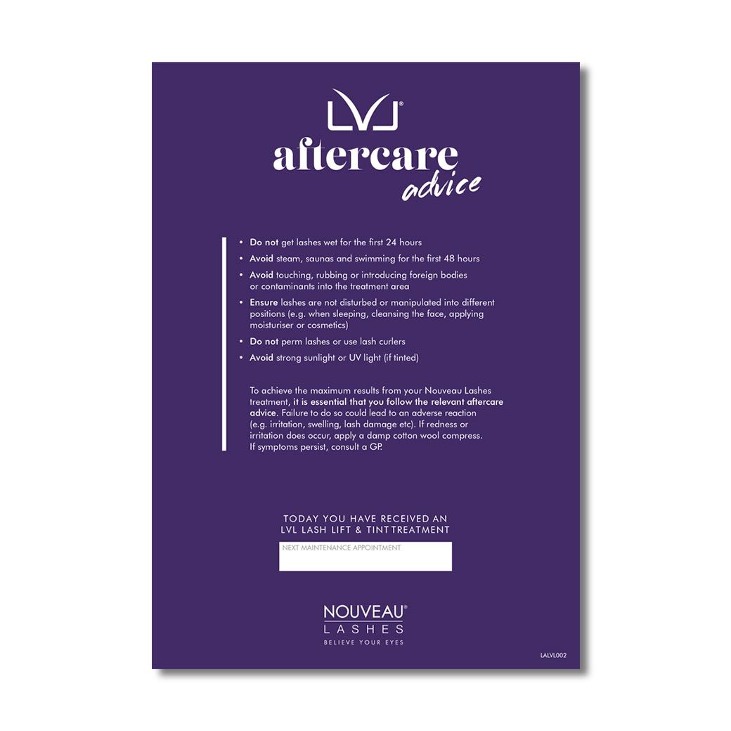 Nouveau Lashes - LVL Aftercare Cards