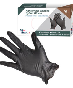 CritiCare Gloves Vitrile, Black - Box of 100